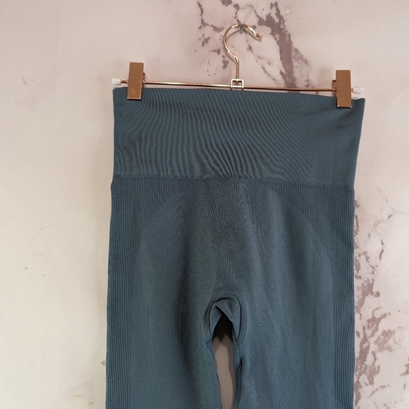 Set Active Leggings Womens XS Blue Seamless Crop Ankle High Rise Ribbed - Picture 6 of 12